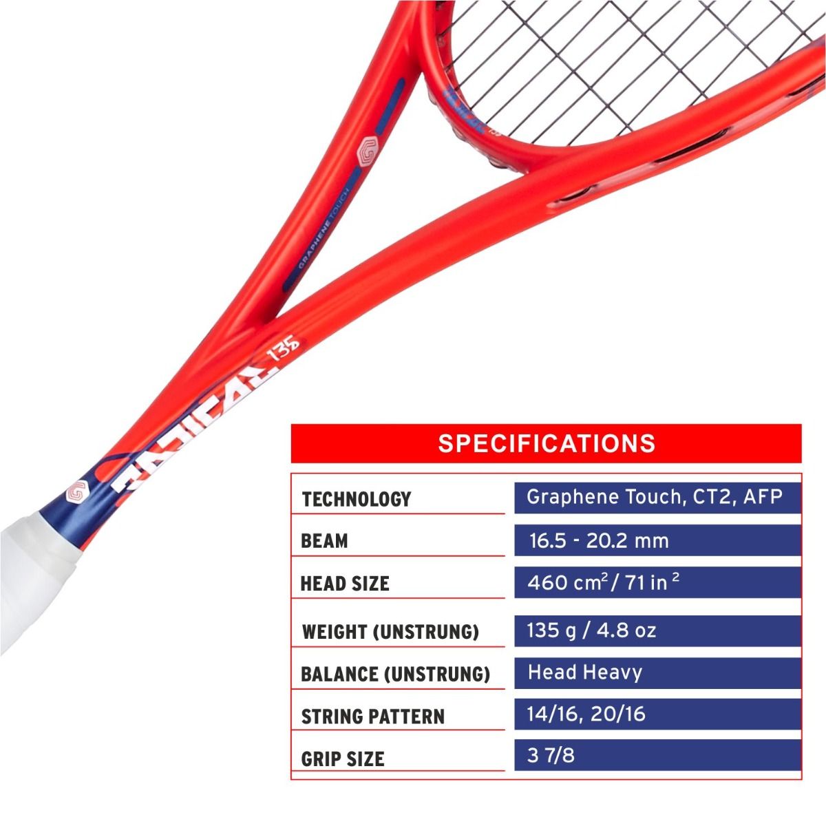 Head Graphene Touch Radical 135 Squash Racquet-Squash Rackets-Pro Sports