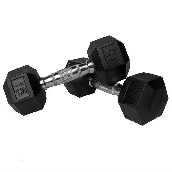 Hex Dumbbells - 15 lb Pair-Dumbbells-Pro Sports
