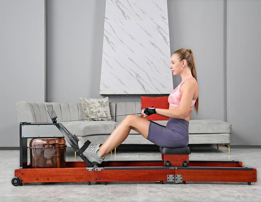 King Smith Tri-Fold Water Rowing Machine - Red Oak