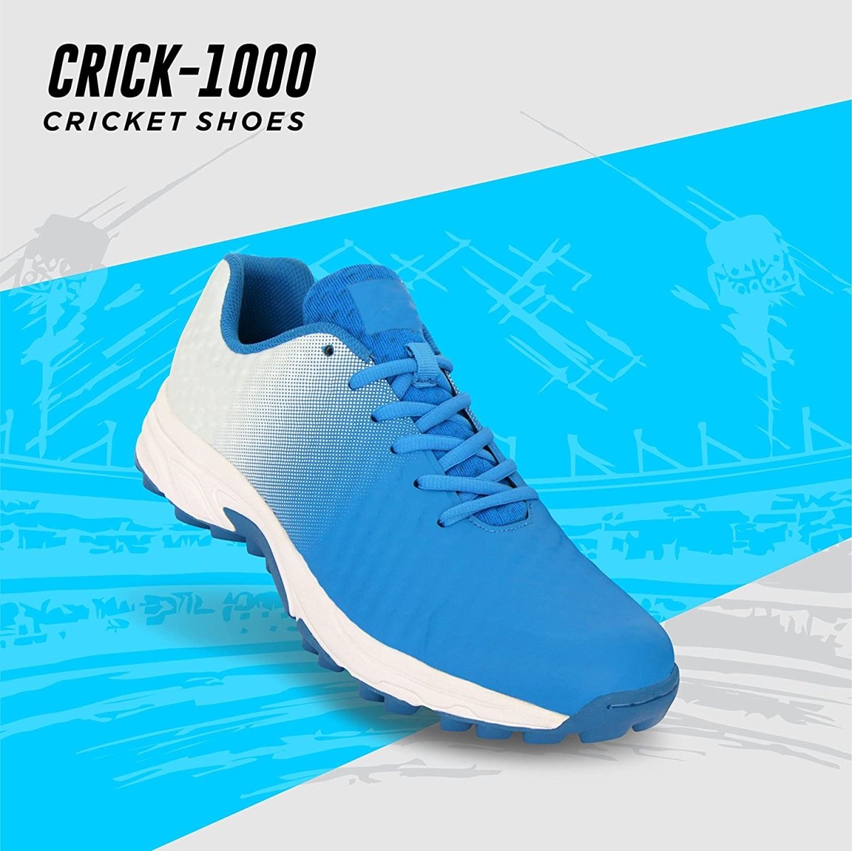 Nivia Crick 1000 Cricket Shoes - Blue/White-Cricket Shoes-Pro Sports