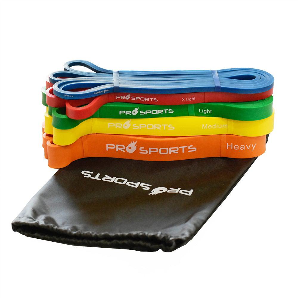 Pro Sports Resistance Strength Bands Set with Bag - XX-Light to Heavy-Resistance Bands-Pro Sports