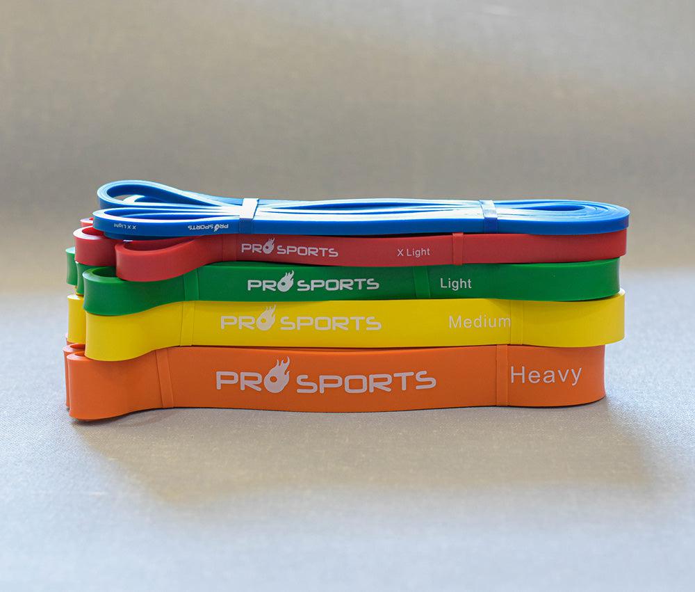 Pro Sports Resistance Strength Bands Set with Bag - XX-Light to Heavy-Resistance Bands-Pro Sports