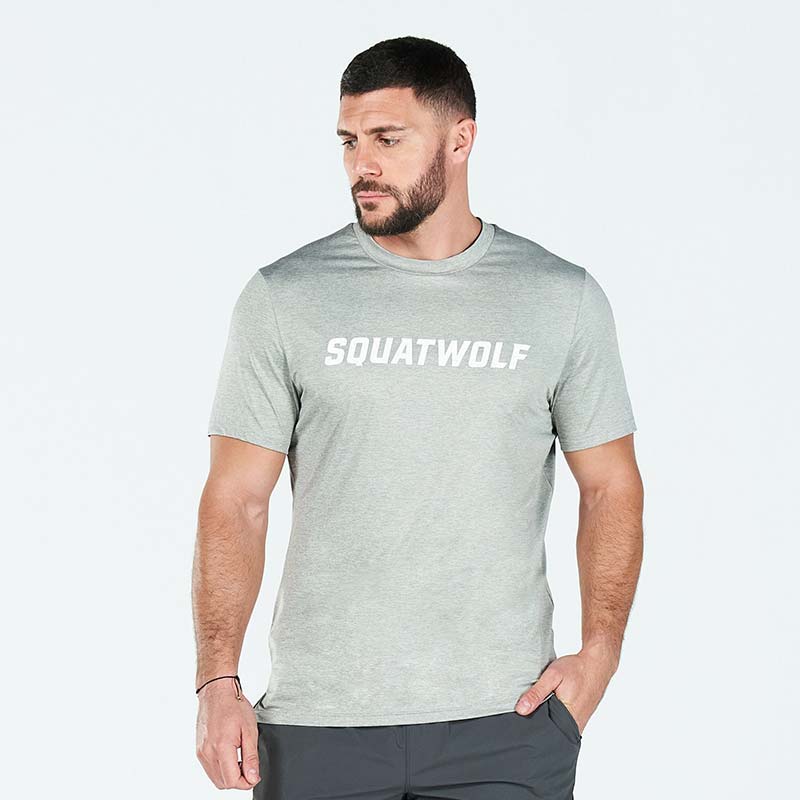 SQUATWOLF Core AeroTech Muscle Tee - Grey Marl-T-Shirt-Pro Sports
