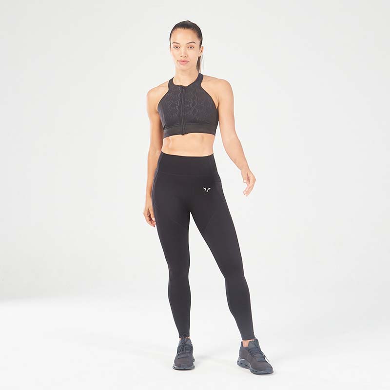 SQUATWOLF Serpent Zip Up Bra - Black-Sports Bra-Pro Sports