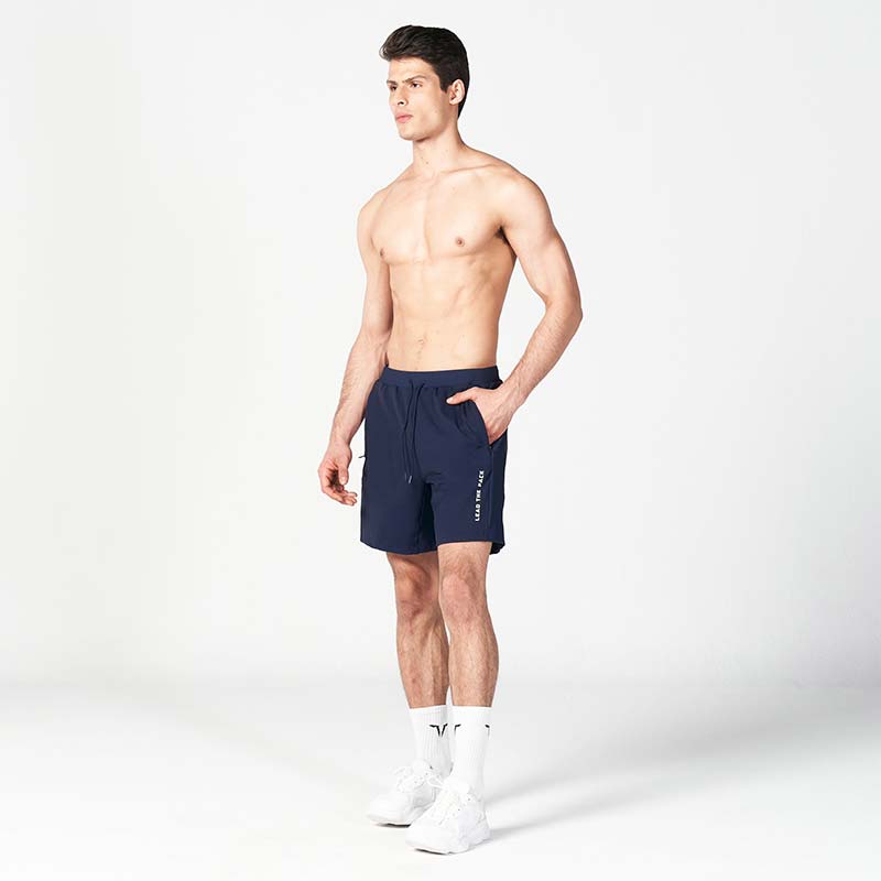 SQUATWOLF Statement Ribbed Flex Shorts - Navy-Shorts-Pro Sports