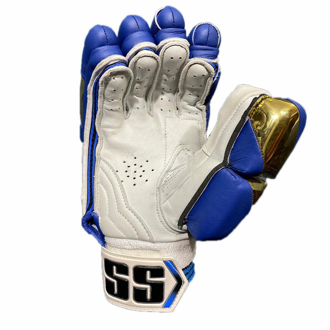 SS Super Test Cricket Batting Gloves Men - Blue/Gold-Batting Gloves-Pro Sports