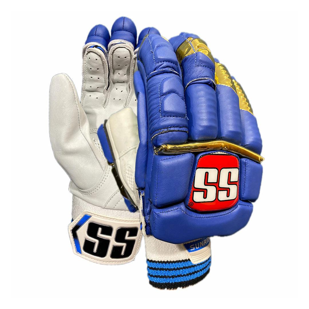 SS Super Test Cricket Batting Gloves Men - Blue/Gold-Batting Gloves-Pro Sports