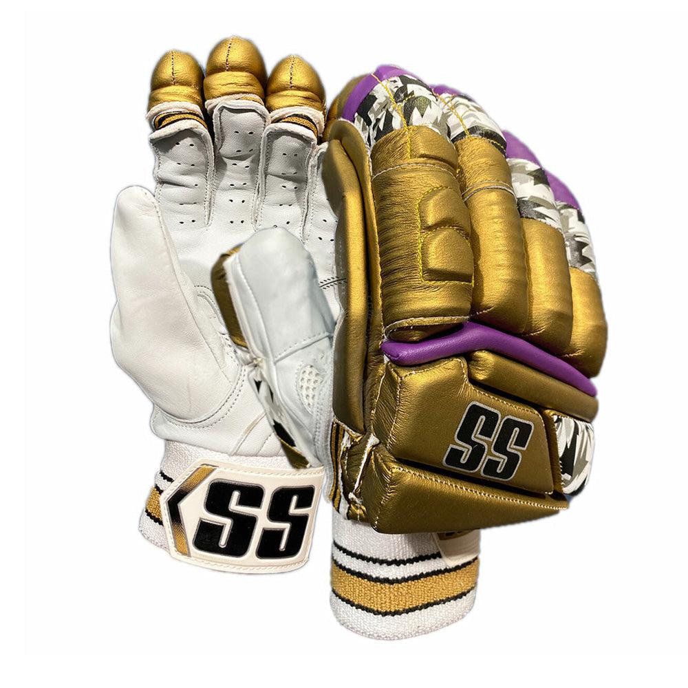 SS Super Test Cricket Batting Gloves Men - Gold/Purple-Batting Gloves-Pro Sports