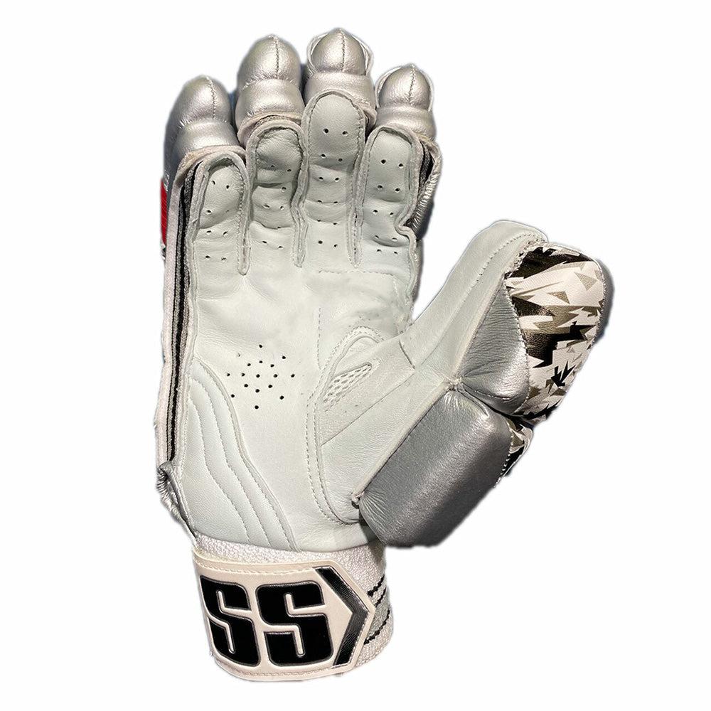 SS Super Test Cricket Batting Gloves Men - Silver/Red-Batting Gloves-Pro Sports