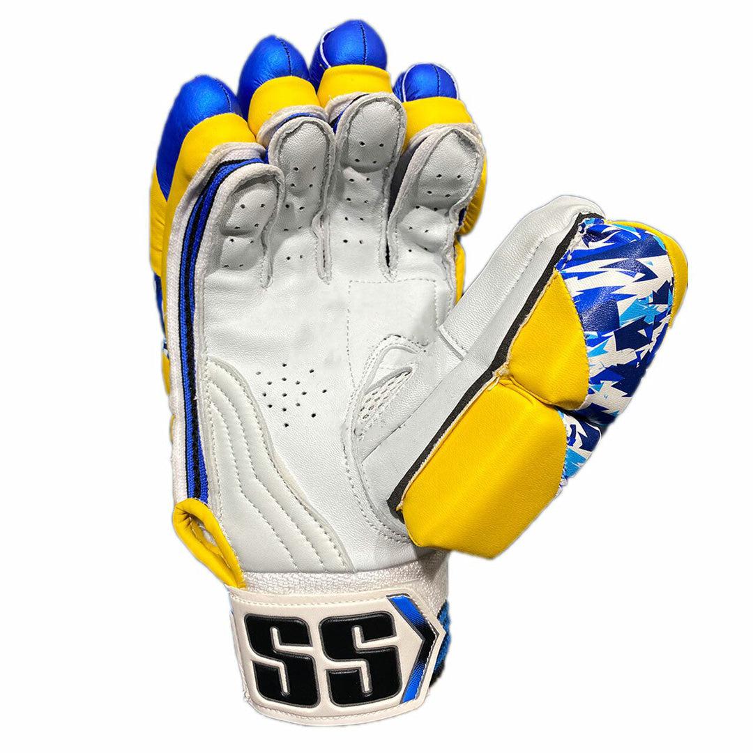 SS Super Test Cricket Batting Gloves Men - Yellow/Blue-Batting Gloves-Pro Sports