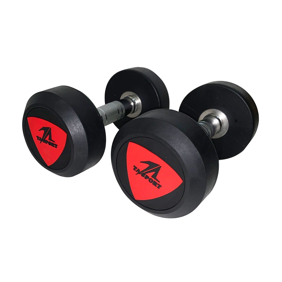 TA Sports Round Deluxe Rubber Dumbbells Pair - 17.5 kg Pair-Round Dumbbells-Pro Sports
